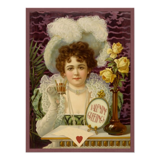 Vintages Valentine Café Girl Poster (Vorderseite)