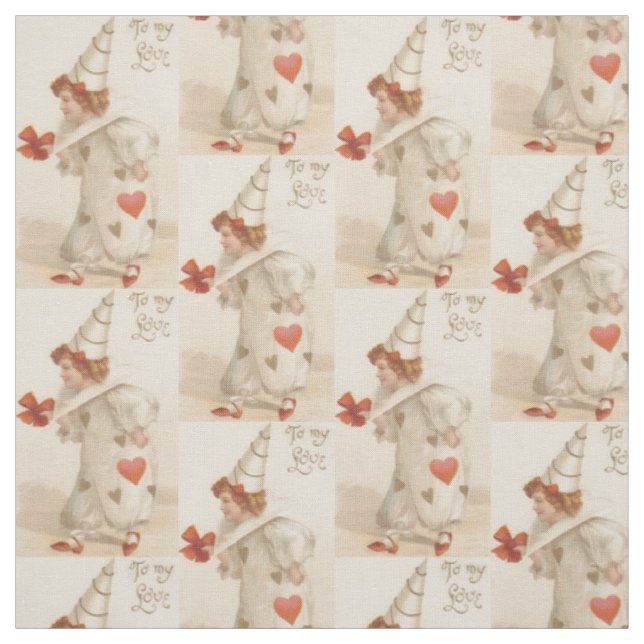 Vintages Valentine-Clown-Gewebe Stoff (Muster)