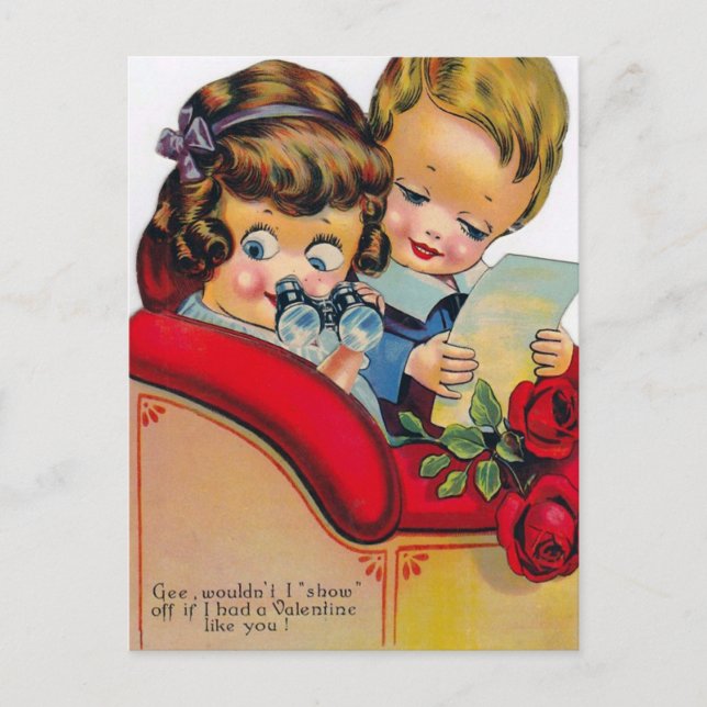 Vintages Valentine Holiday Retro-Paar Postkarte (Vorderseite)