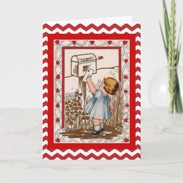 Vintages Valentine-niedliches Feiertagskarte (Vorderseite)