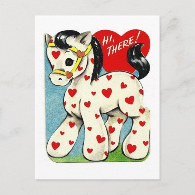 Vintages Valentine-Pony Feiertagspostkarte (Vorderseite)
