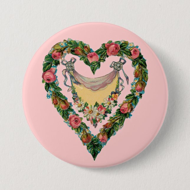 Vintages Valentinherz Button (Vorderseite)