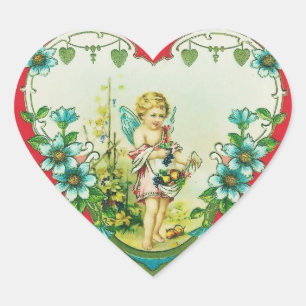 Vintages Valentinherz Herz-Aufkleber