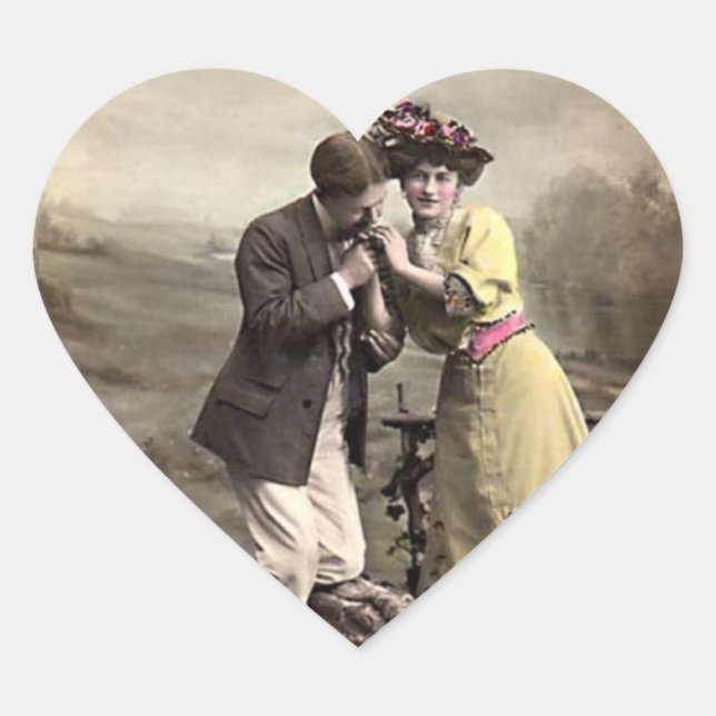 Vintages Valentinherz Herz-Aufkleber (Vorderseite)