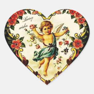 Vintages Valentinherz Herz-Aufkleber
