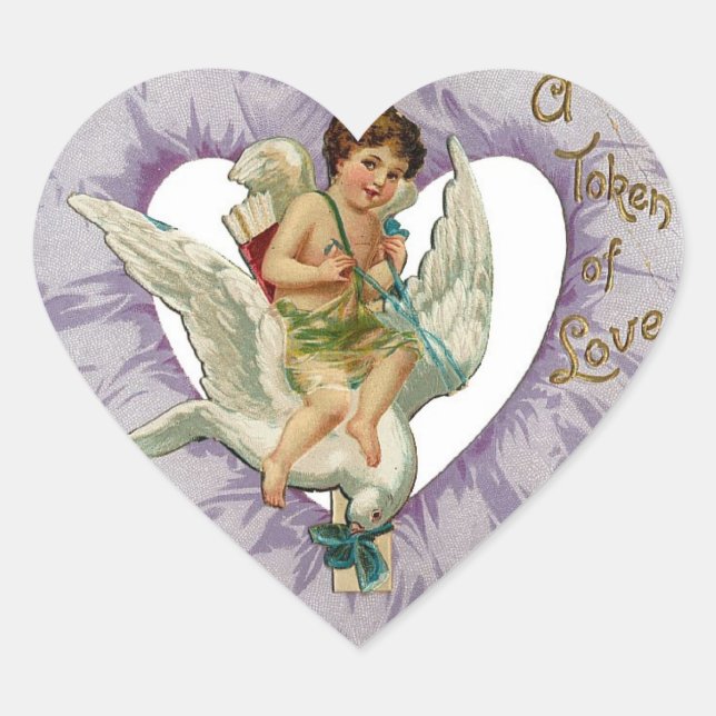 Vintages Valentinherz Herz-Aufkleber (Vorderseite)