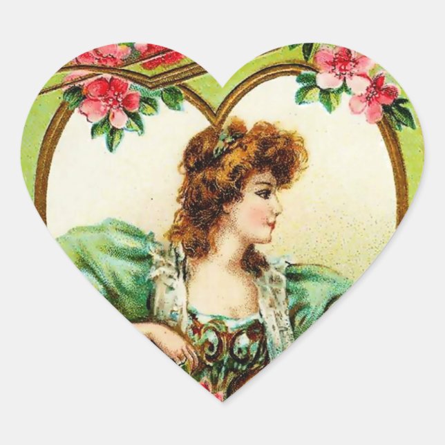 Vintages Valentinherz Herz-Aufkleber (Vorderseite)