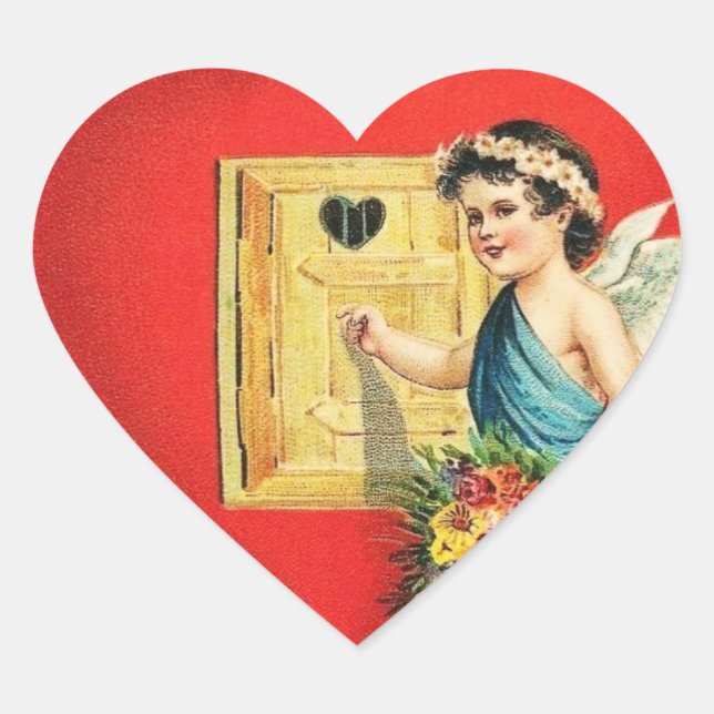 Vintages Valentinherz Herz-Aufkleber (Vorderseite)