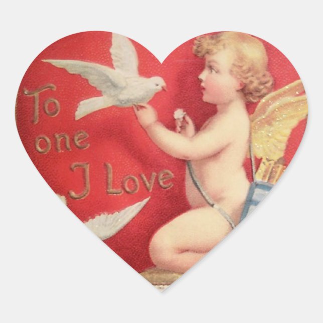 Vintages Valentinherz Herz-Aufkleber (Vorderseite)