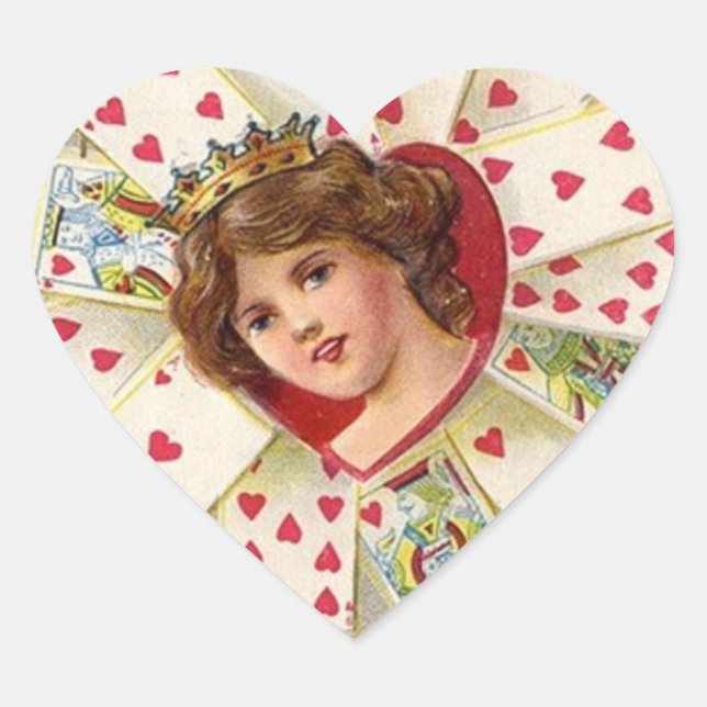 Vintages Valentinherz Herz-Aufkleber (Vorderseite)