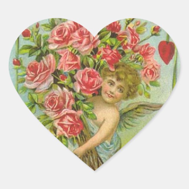 Vintages Valentinherz Herz-Aufkleber (Vorderseite)