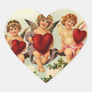 Vintages Valentinherz Herz-Aufkleber