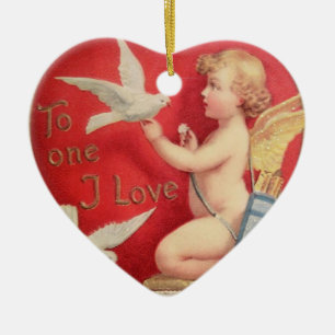 Vintages Valentinherz Keramik Ornament