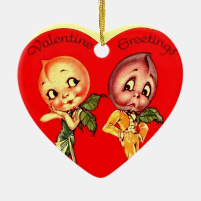Vintages Valentinherz Keramikornament (Vorne)