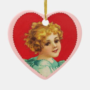 Vintages Valentinherz Keramikornament