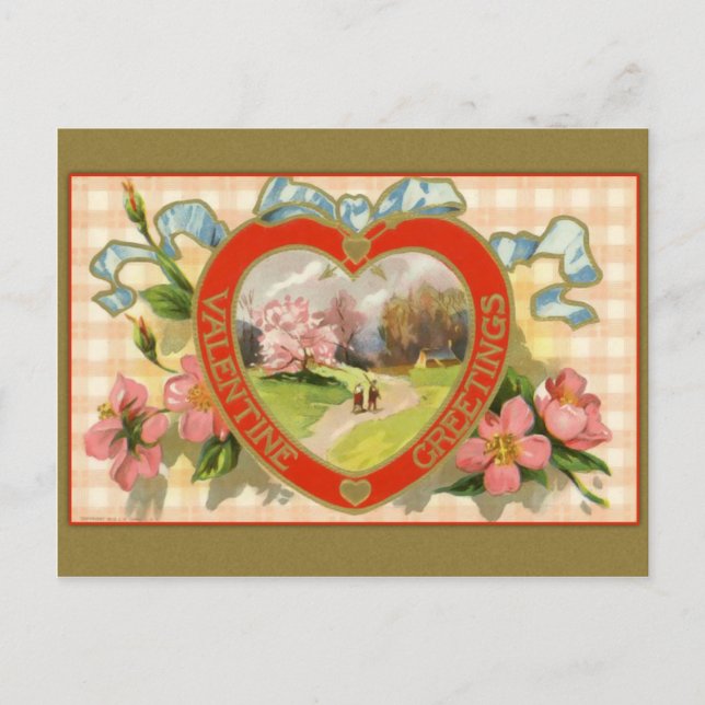 Vintages Valentinherz Postkarte (Vorderseite)