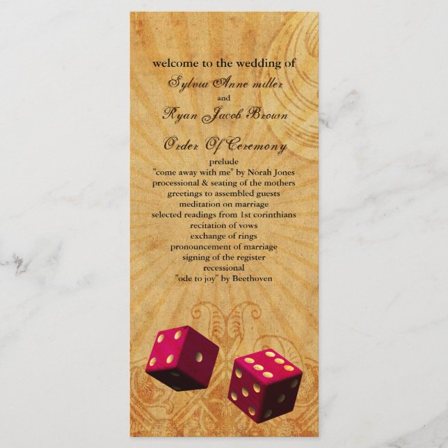 Vintages Vegas-Hochzeitsprogramm Programm (Vorderseite)