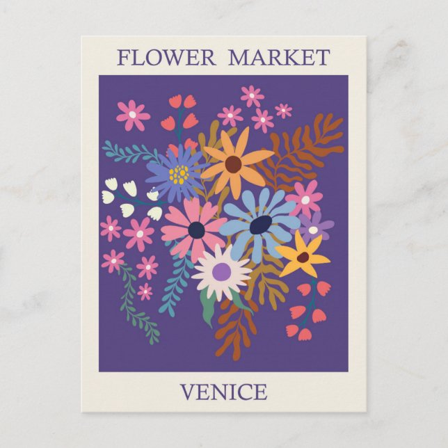 Vintages Venedig Italien Blume Postkarte (Vorderseite)