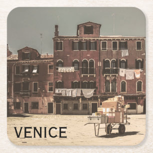 Vintages Venedig Rechteckiger Pappuntersetzer