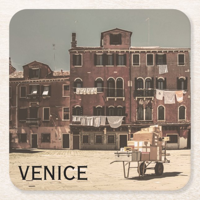Vintages Venedig Rechteckiger Pappuntersetzer (Vorderseite)