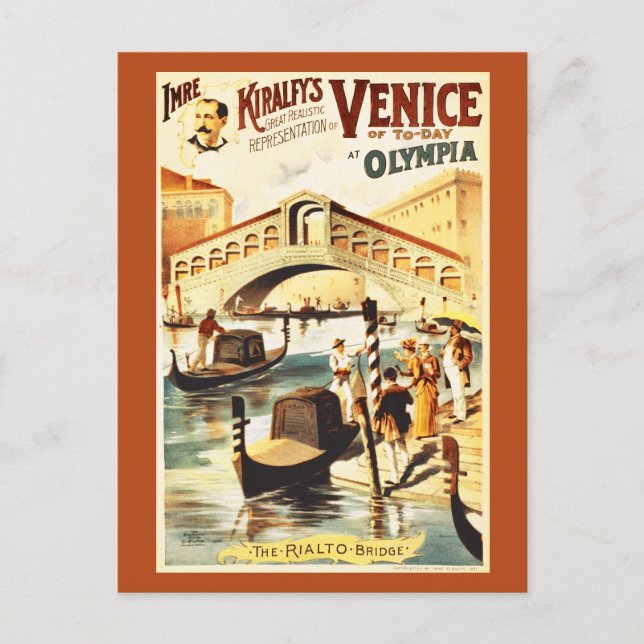 Vintages Venedig von heute, Rialto Brücke Postkarte (Vorderseite)