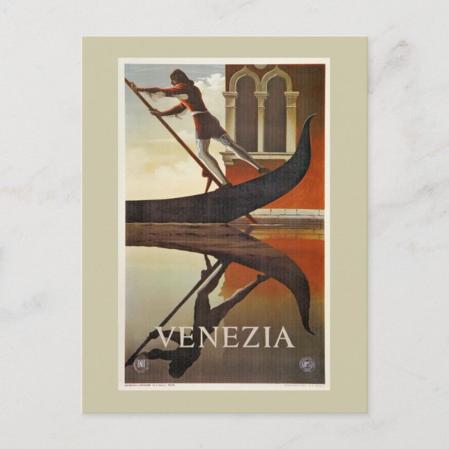Vintages venezianisches Reiseplakat Postkarte (Vorderseite)