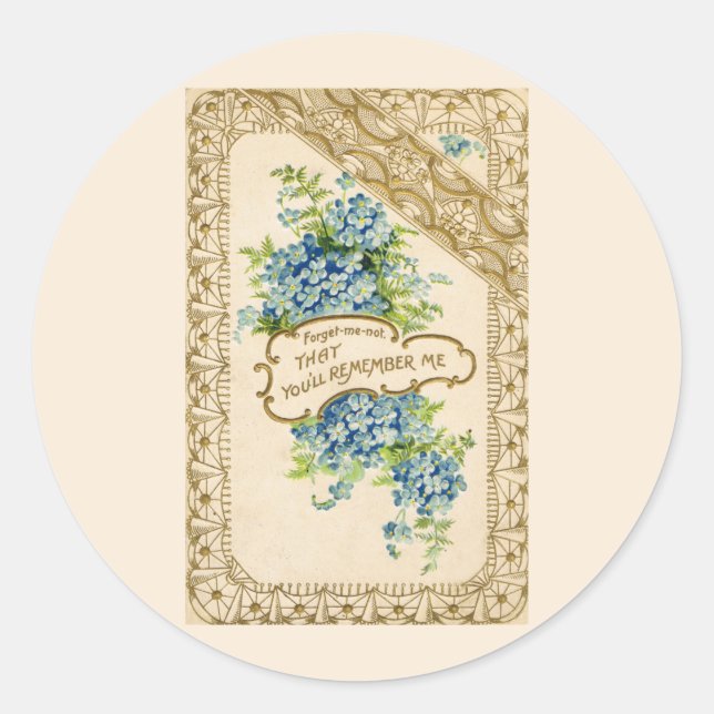 Vintages Vergessen-Me-not Runder Aufkleber (Vorderseite)