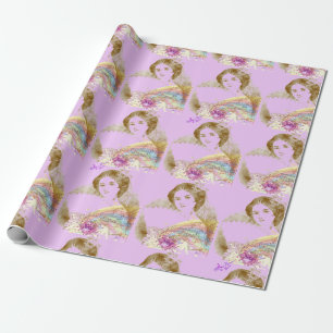 Vintages Verpackungs-Papier Fan-Damen-Matte Geschenkpapier
