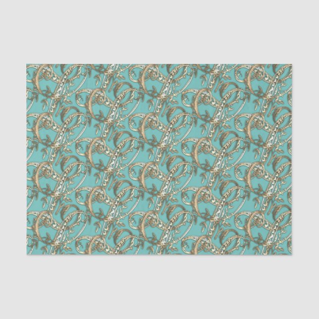 Vintages Verziertes Gold Monogram L-Tissue Paper Seidenpapier (Vorderseite)
