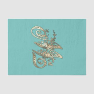 Vintages Verziertes Gold Monogram W-Tissue Paper Seidenpapier