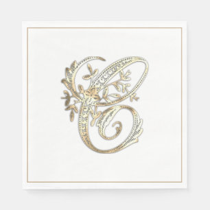 Vintages Verziertes Gold Monogramm C Serviette