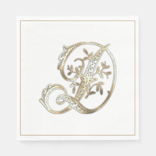 Vintages Verziertes Gold Monogramm D Serviette