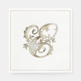 Vintages Verziertes Gold Monogramm E Serviette