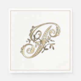 Vintages Verziertes Gold Monogramm P Serviette
