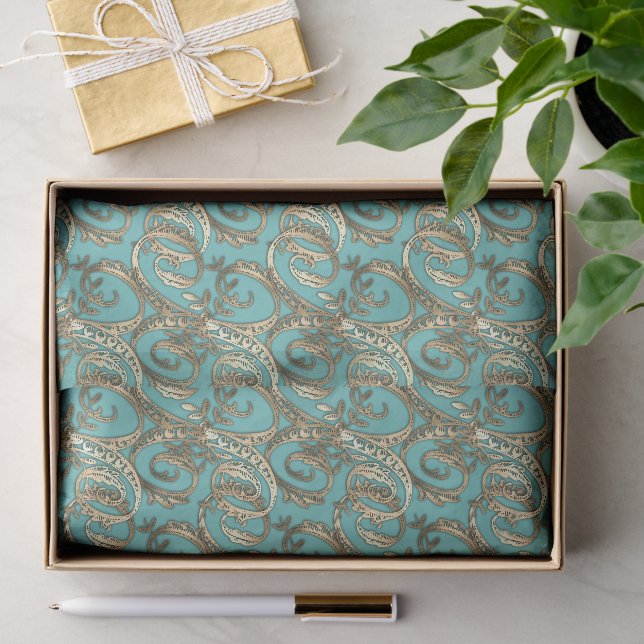 Vintages Verziertes Gold-Monogramm-X-Testpapier Seidenpapier (Geschenk)
