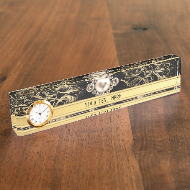 Vintages Verziertes Gold Namensplakette (Seite)