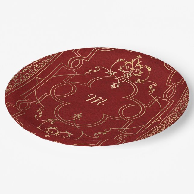 Vintages Verziertes Gold Pappteller (Schrägansicht)