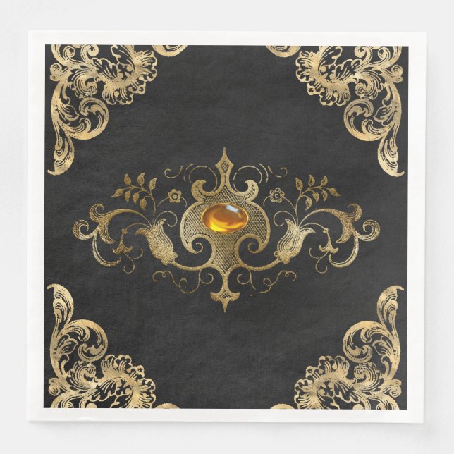 Vintages Verziertes Gold Serviette (Vorderseite)