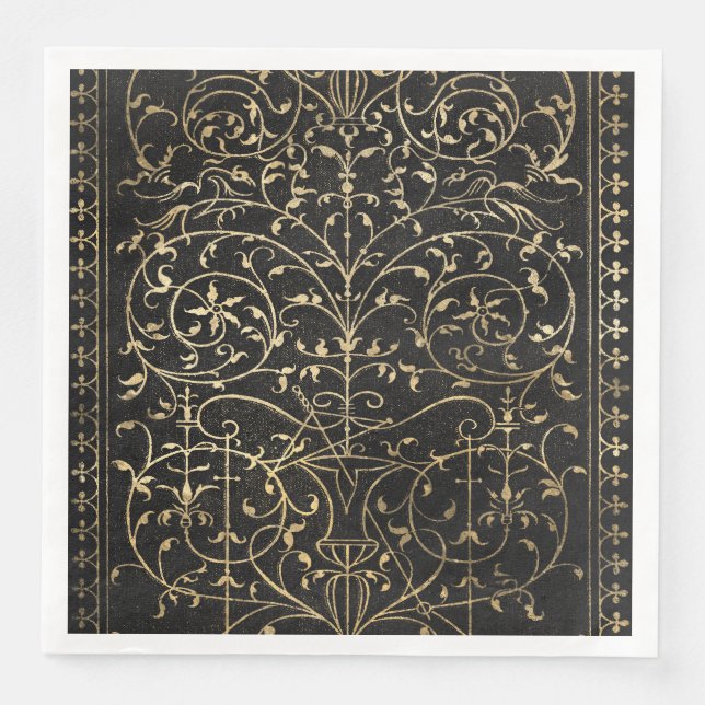 Vintages Verziertes Gold Serviette (Vorderseite)