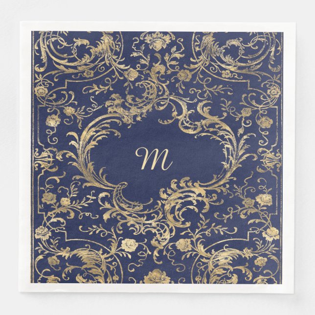 Vintages Verziertes Gold Serviette (Vorderseite)