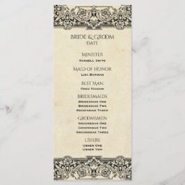 Vintages Verziertes Hochzeitsprogramm Programm