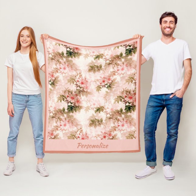 Vintages Viktorianisch rosa Blumenmuster Elegantes Fleecedecke (Beispiel)