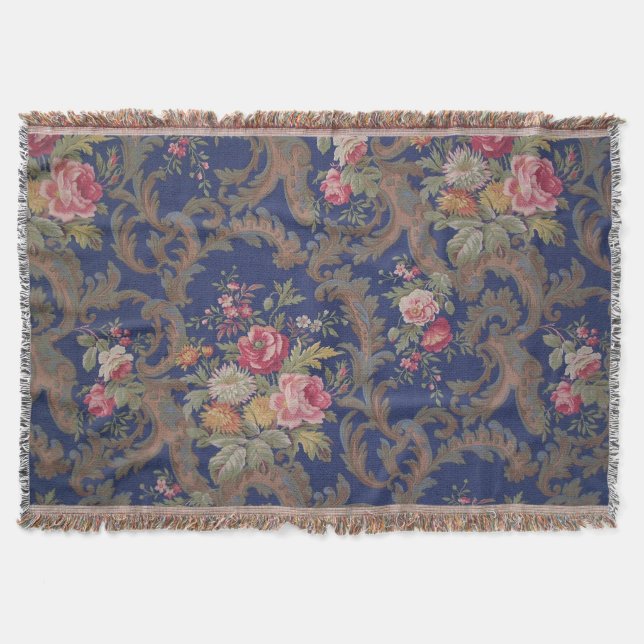 Vintages Viktorianisches Blumenchintz Decke (Vorderseite)