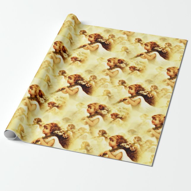 Vintages Viktorianisches Engelmuster Geschenkpapier (Ungerollt)