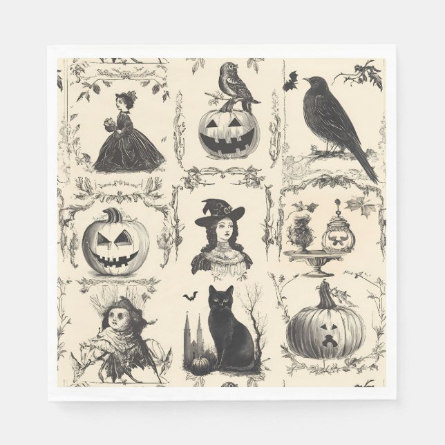 Vintages Viktorianisches Era Halloween Serviette (Vorderseite)