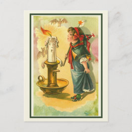 Vintages Viktorianisches Halloween-Mädchen in eine Postkarte