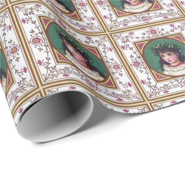 Vintages viktorianisches Kate Greenaway Geschenkpapier (Rolleneckpunkt)