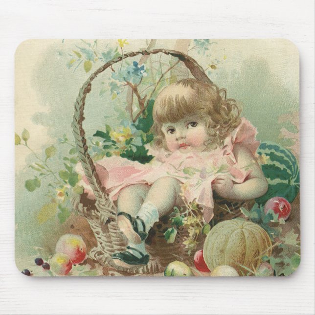 Vintages Viktorianisches Kind, Frühlingskorb für M Mousepad (Vorne)