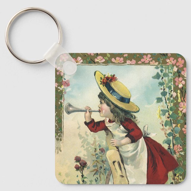 Vintages Viktorianisches Kind, Mädchenblasen auf d Schlüsselanhänger (Vorderseite)