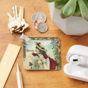 Vintages Viktorianisches Kind, Mädchenblasen auf d Schlüsselanhänger